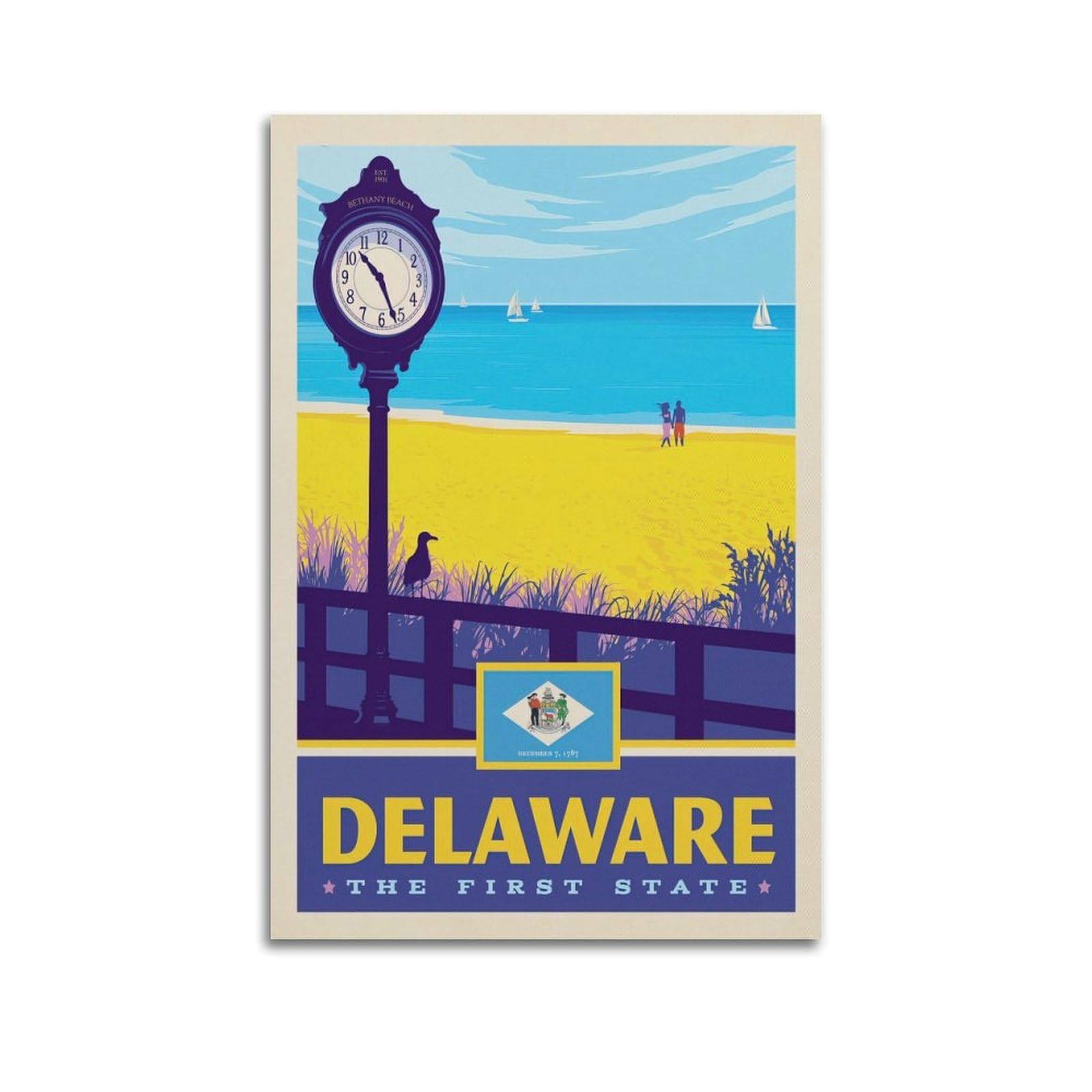 DLJGDS Vintage Travel Posters Delaware State Pride Decorative Painting Canvas Wall Posters And Modern Family Bedroom Decor 24x36inch(60x90cm)