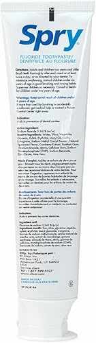 Miniatura 7 de Spry Pasta de dientes xilitol de 5 onzas, pasta de dientes sin flúor para adultos y niños, pasta dental blanqueadora con xilitol, refrescante