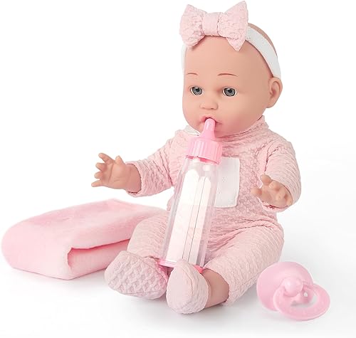 Chyyeerkidd Muñeca de bebé de 12 pulgadas en caja de regalo, juego de muñecas de bebé con chupete, biberón, manta  Gran regalo para niñas de más de