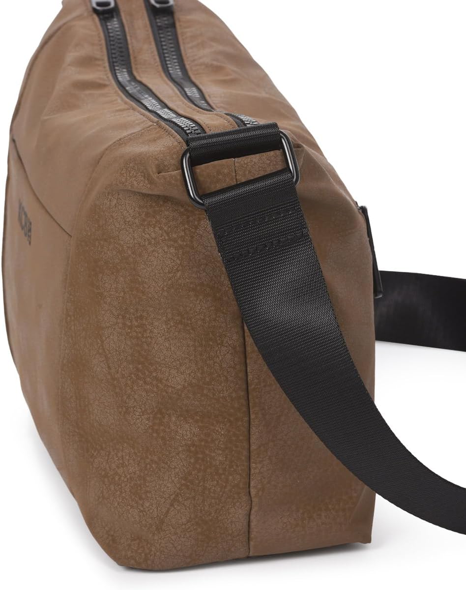 KCB Hide Large Crossbody Bag | Large Capacity & Organization | Multipurpose Zippered Pockets | Sturdy Material | Adjustable Handles | 100% Vegan image 4