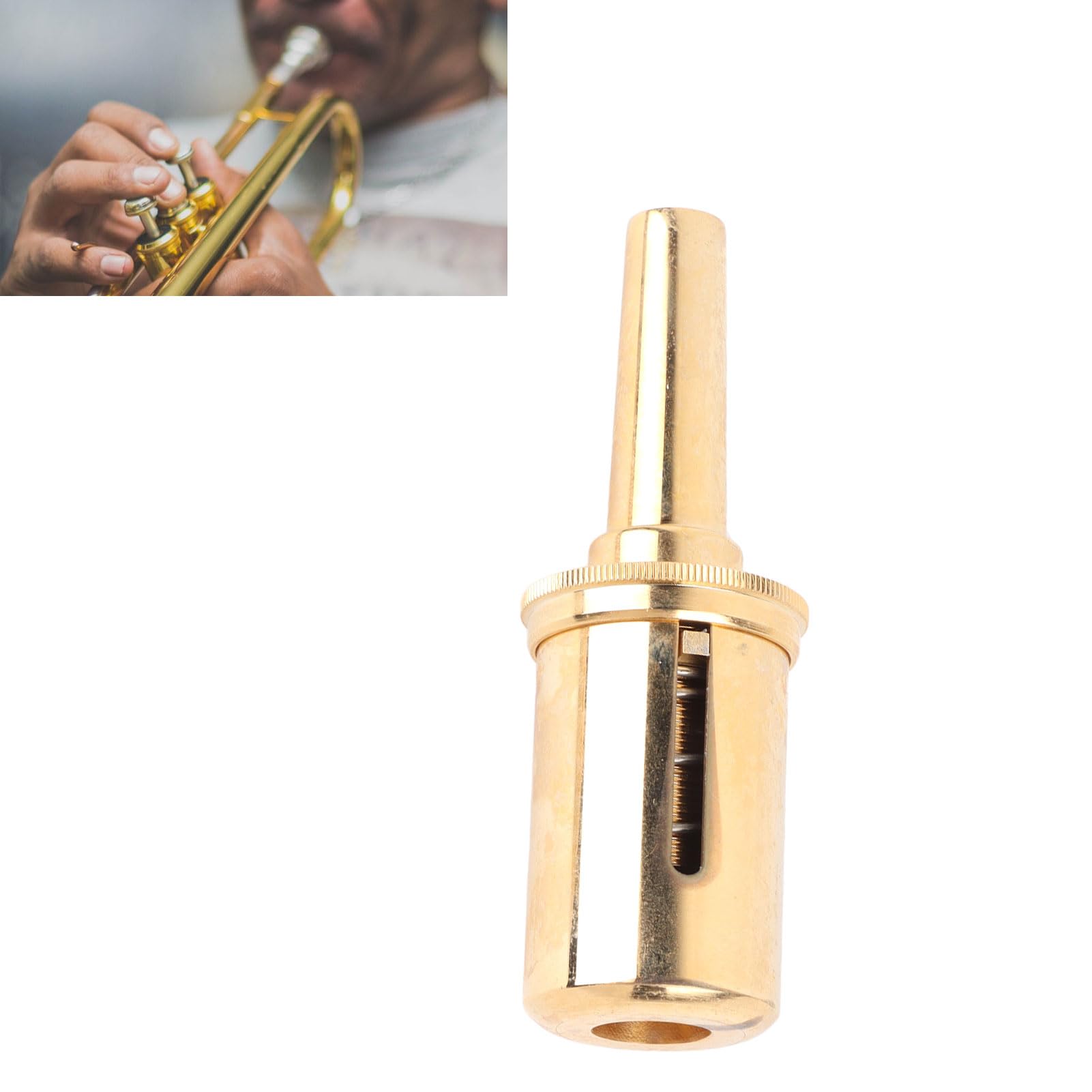 Valvola di riduzione della pressione del corno, trainer per il respiro del bocchino per tromba in ottone, design ergonomico per un uso confortevole, strumento di correzione della (Oro)