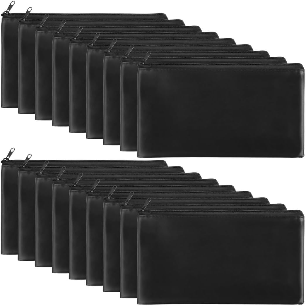 18 Waterproof Bank Deposit Bags, Zippered Pu Leather Pouches, 11.2×6.3 For Cash, Cosmetics, Travel Use