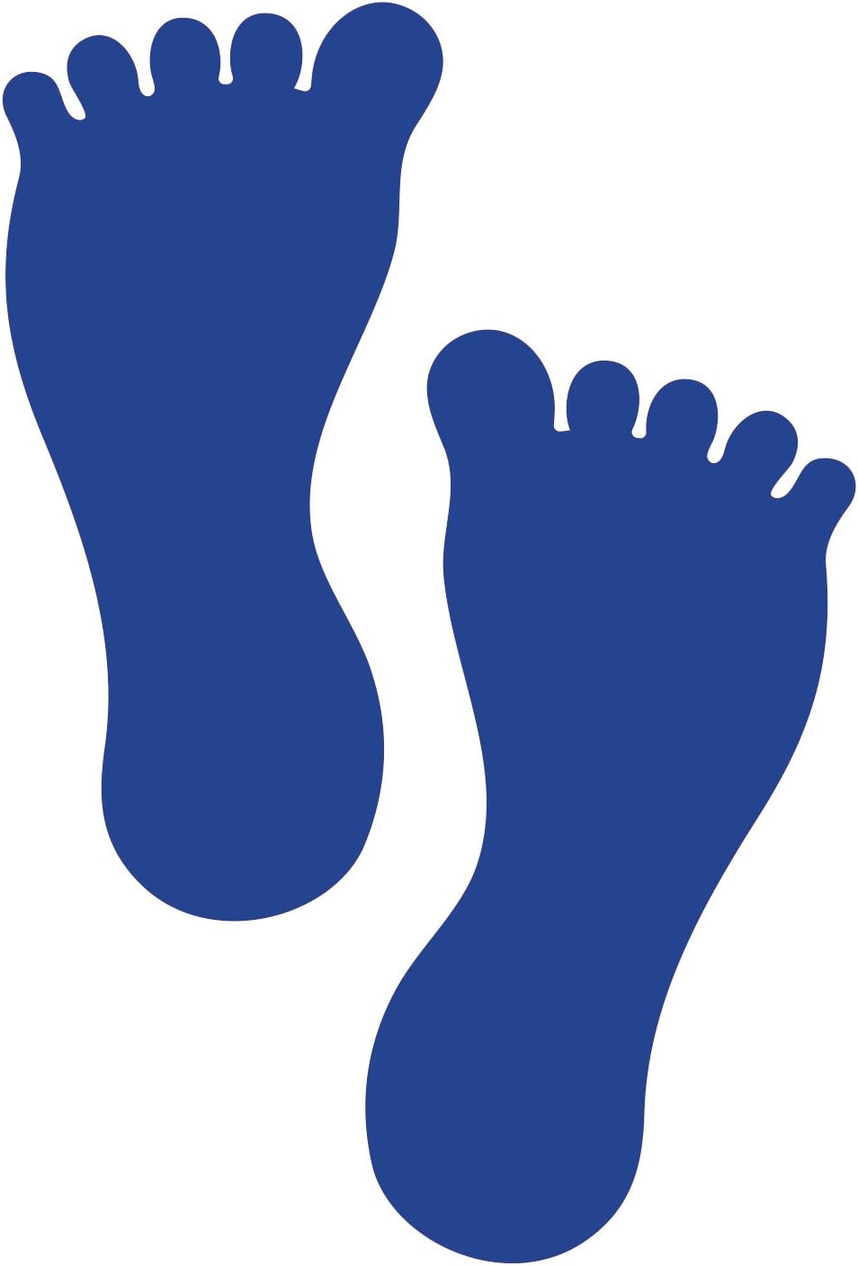 LiteMark Durable Barefoot Footprint Stickers, Medium, Waterproof Gloss Vinyl Route Marking Decals, Blue, 7 Inch, Pack of 6 Pairs
