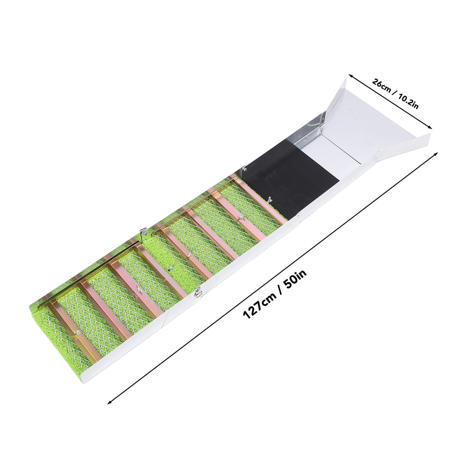 Fabater Zusammenklappbare Goldwaschrinne aus Aluminiumlegierung, 50-Zoll-Goldwaschrinne, Tragbares Goldwasch- und Prospektionswerkzeug für Flüsse, Goldwaschen, Prospektion und