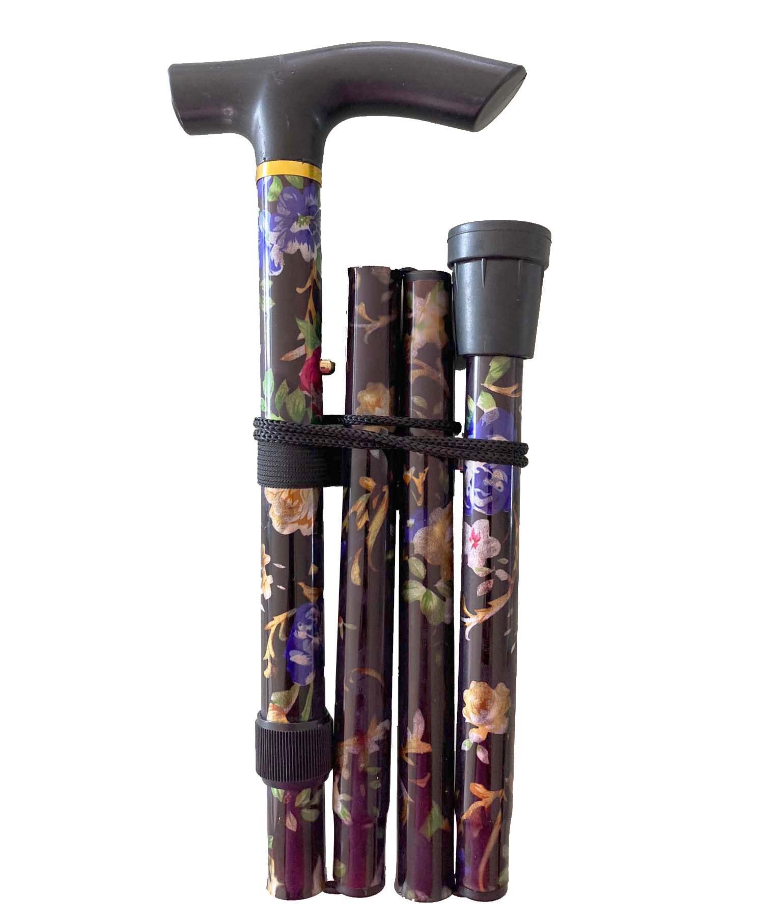 Pretty Flower Folding Walking Stick Height Adjustable
