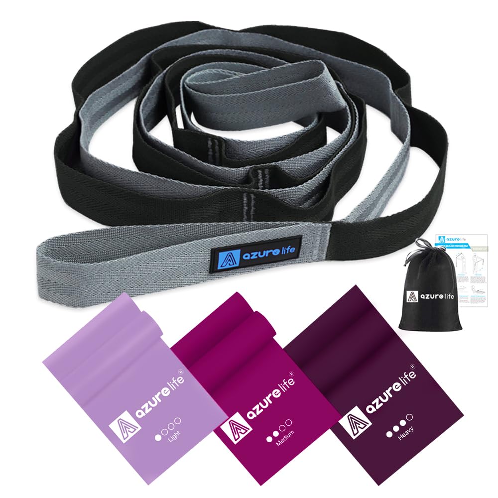 Flat Resistance Band Set (3 Pieces Total) Exercise Bands and Premium Durable Stretch Strap with Loops