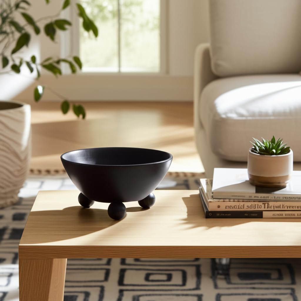 Sagebrook Home 6" Bowl With Ball Feet, Black