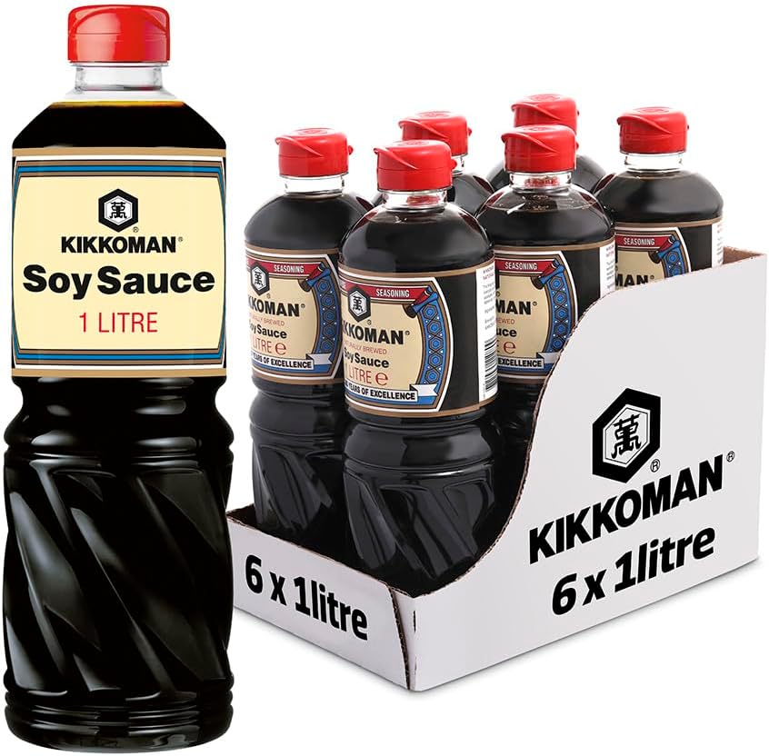 Kikkoman Soy Sauce, 1 Litre, (Pack of 6), Naturally Brewed