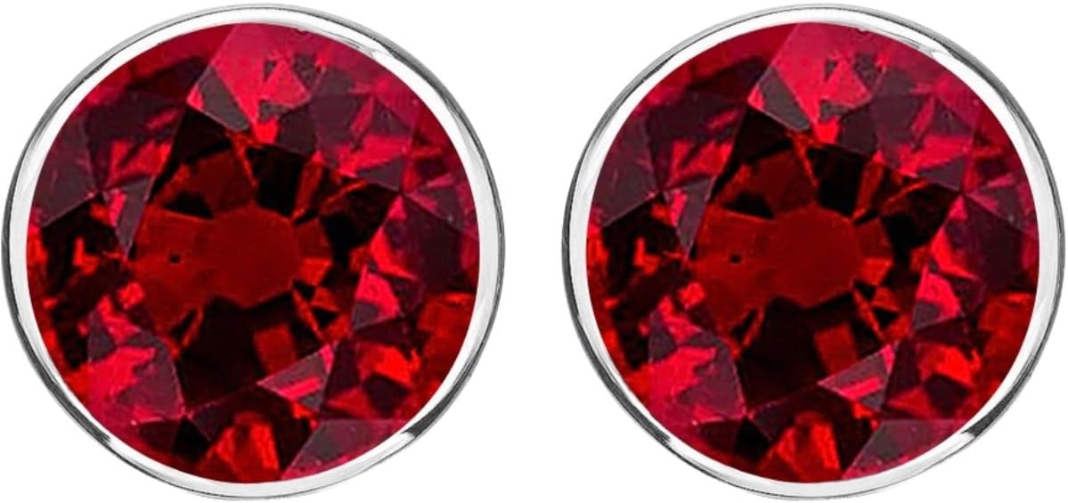 1/2-10 Carat Total Weight Ruby Stud Earrings Bezel Push Back