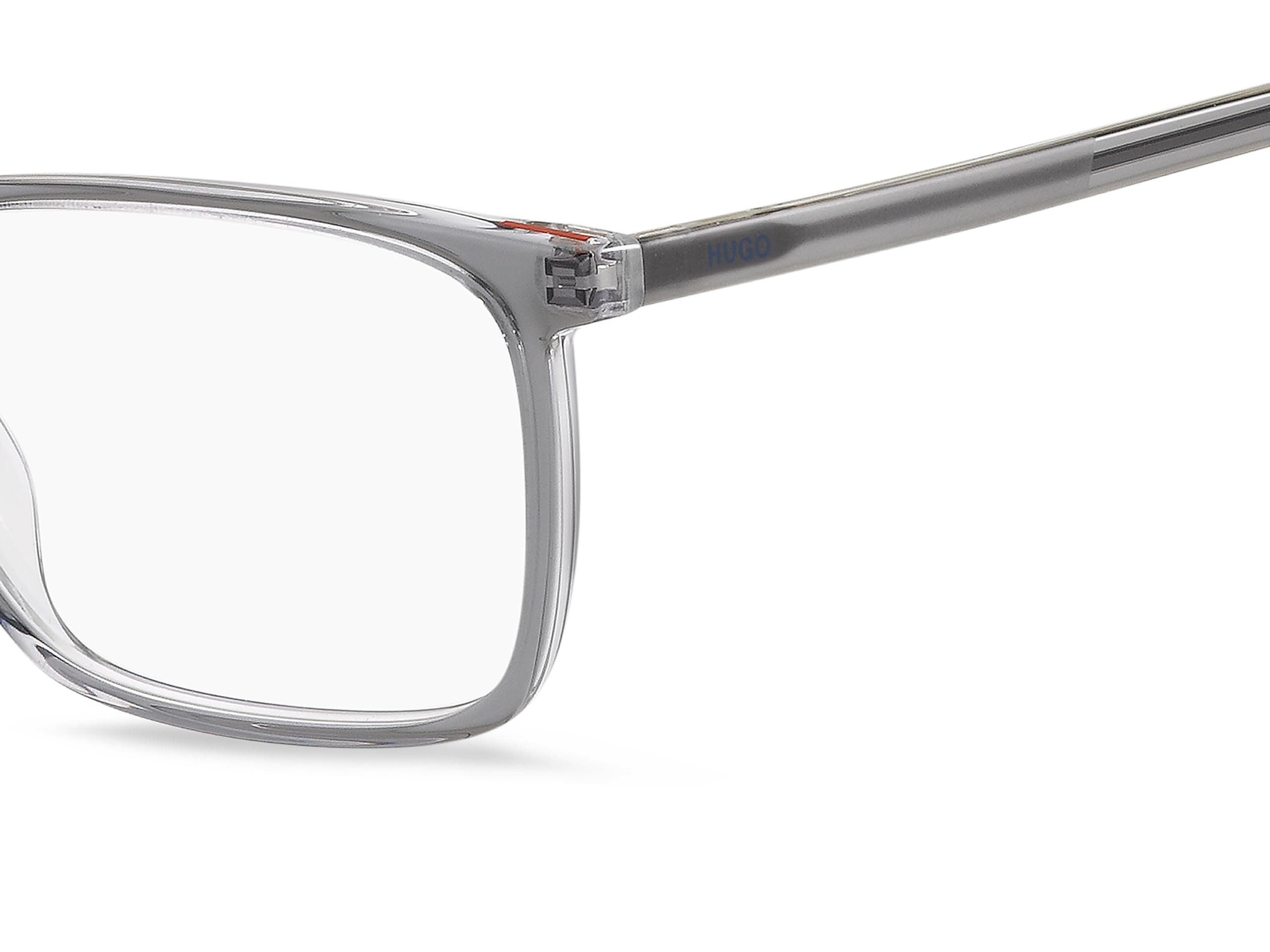 HUGO Rechteckig Azetat Brillen in Grey Crystal für Herren, Brille mit Sehstärke, optional mit Sonnenbrillen tönung oder Blaulichtfilter (Modell 103874)