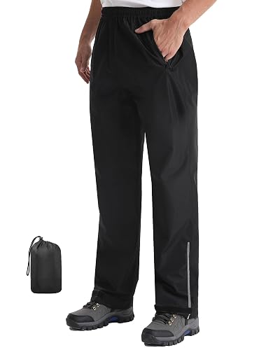 iCreek Men's Rain Pants Packable Waterproof Lightweight Rain Over Pants