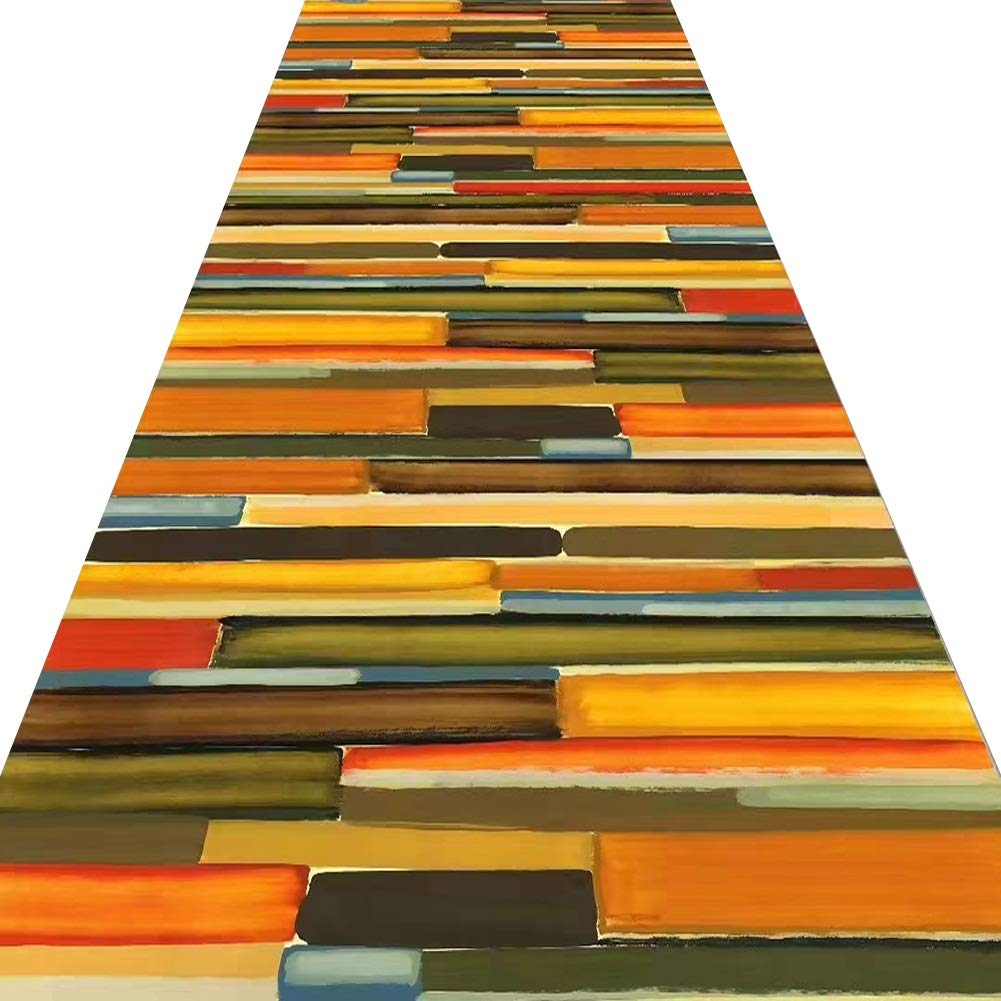 Tapis couloir impression 3D polyester résistant à l'usure et lavable pour allée