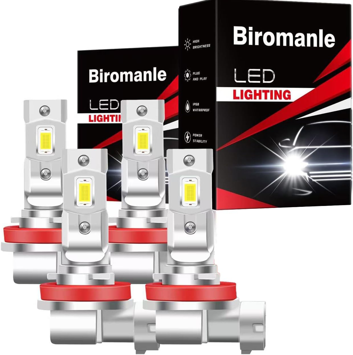 Compatible with 2016 2017 2018 2019 2020 2021 2022 2023 2024 Can Am Defender Hi/Lo Beam;6000k white light,H9/H11 Hi/Lo Beam Bulbs,Fog light bulbs(Pack of 4)