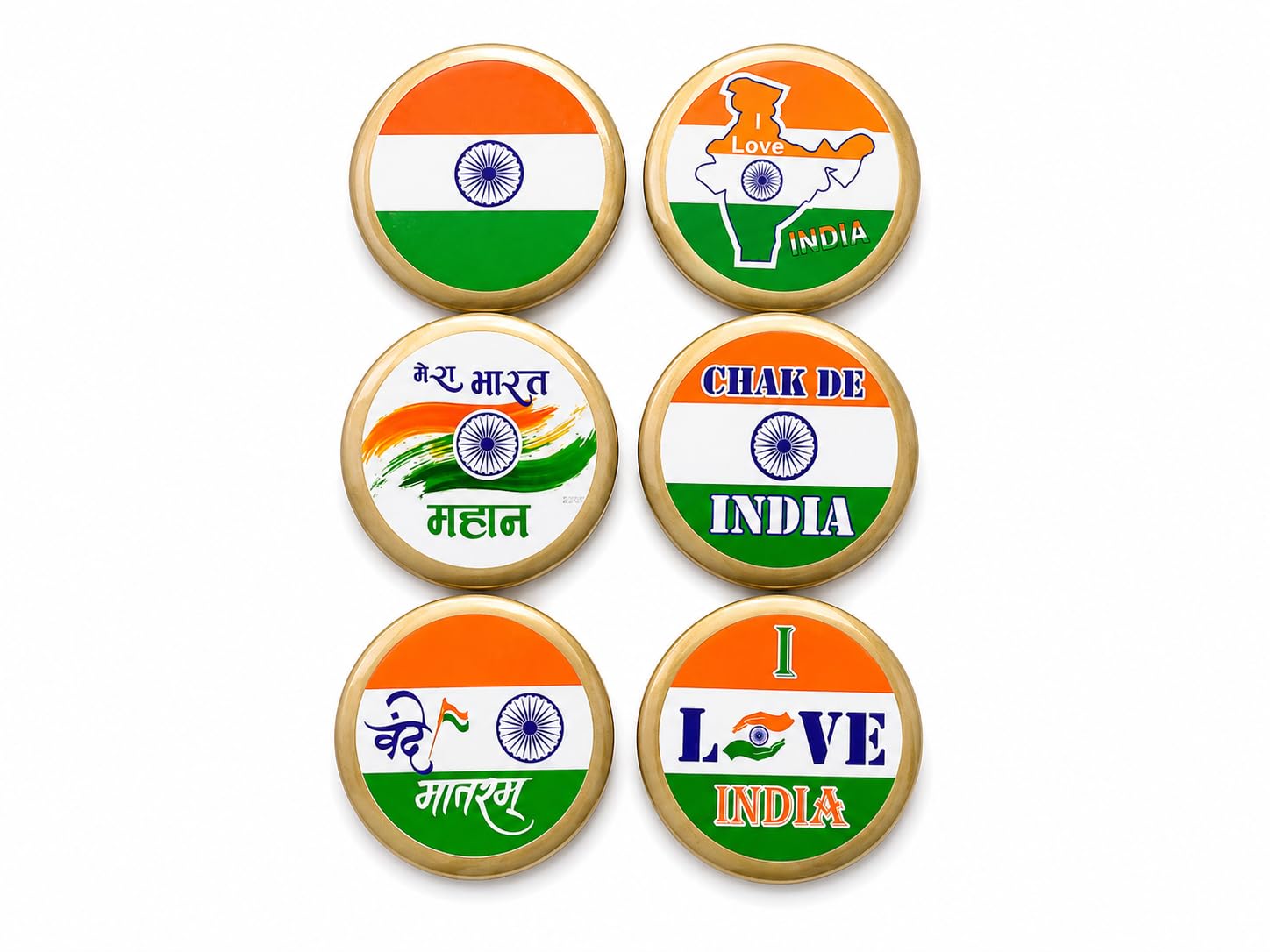 Pariqo creations Indian Tricolor Flag Lapel Pin Badges – Patriotic Brooch Pins for Shirt, Blazer & Bag (Mera Bharat Mahan, Vande Mataram, I Love India) set of 6-image-12