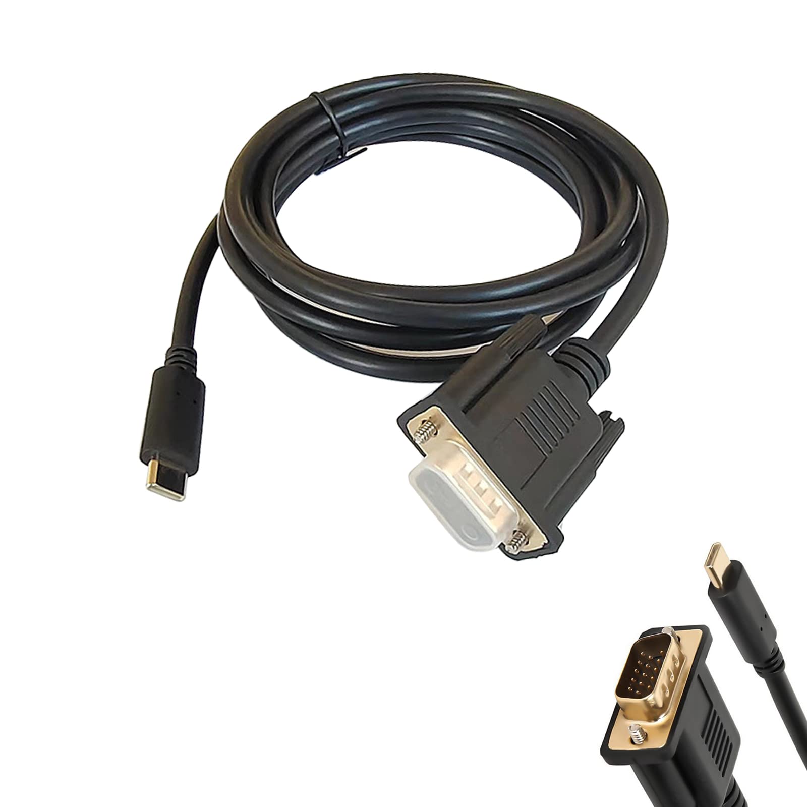 Nizirioo Cavo adattatore da USB C a VGA, 1,8 m, tipo C, HD, supporta 1080p per PC desktop, proiettore, laptop
