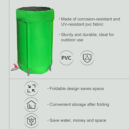 Miniatura 5 de Barriles de lluvia, sistema de recolección de agua de lluvia, barril de agua plegable, barril portátil de captura de lluvia para jardín manguera de