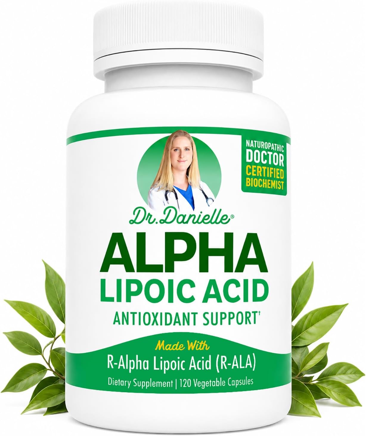 Alpha-Lipoic Acid by Dr. Danielle, Neuropathy Support, Non-GMO, Gluten-Free, Vegan, Soy-Free, Promotes Healthy Blood Sugar, Alpha R Lipoic Acid R-ALA, R-ALA, 120 Veggie Caps
