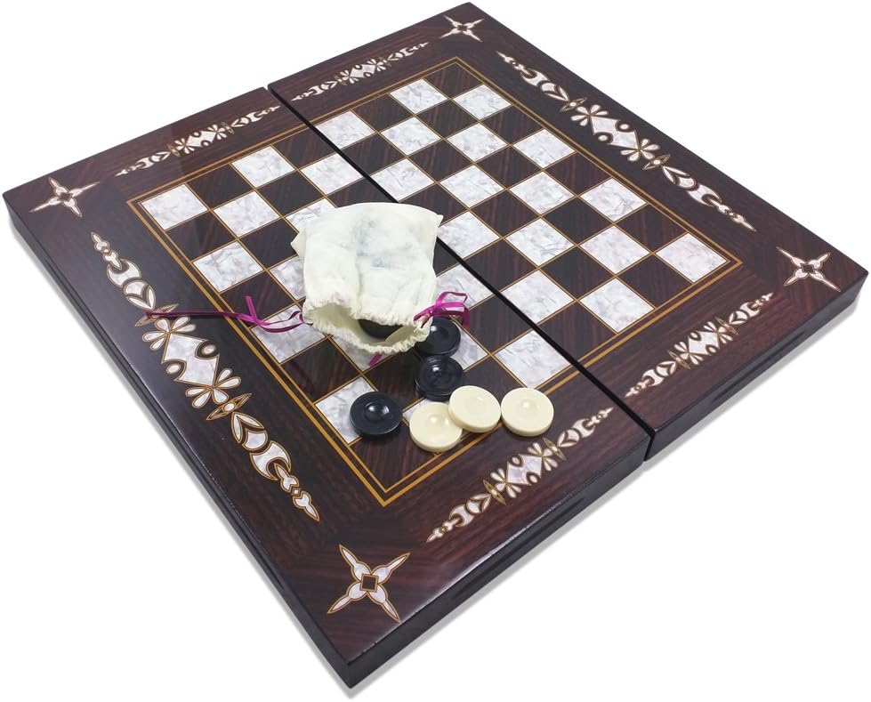 Staroyun Antique Sedef Clover Backgammon, 25 x 49 x 7.5 cm