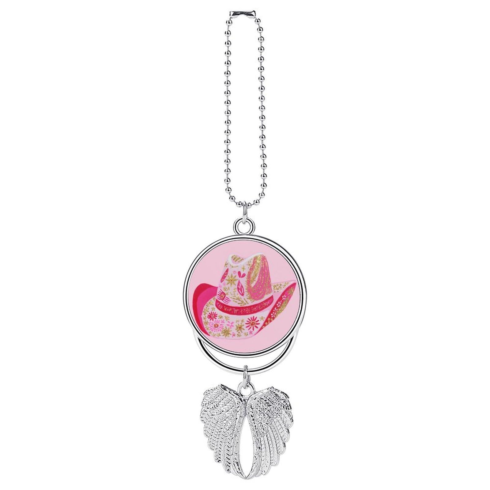 Sparkly Cowgirl Hat Pink And Gold Car Hanging Pendant Car Interior Decoration Rearview Mirror Charms Ornaments