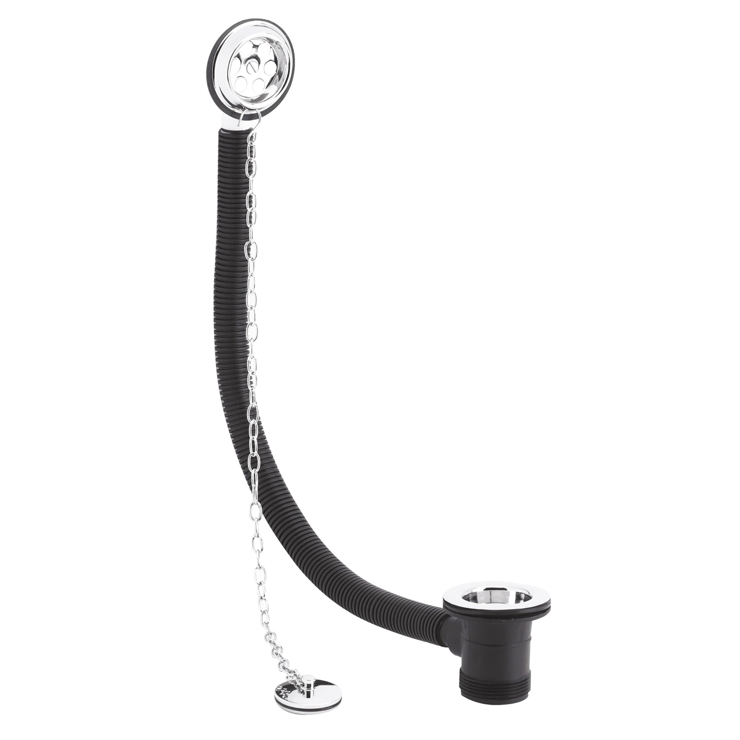 Balterley Round Bath Waste With Overflow, Brass Plug And Link Chain, For Baths Up To 20Mm - Chrome