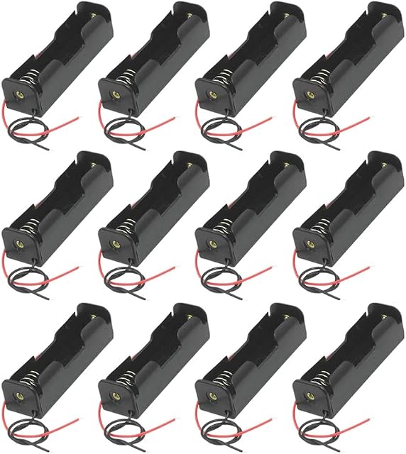 GTIWUNG 12Pcs 18650 Battery Holder Case with Lead Wire Bundle, 3.7V DIY Battery Storage Boxes, 18650 Battery Case Box Single Slot + 2Pcs Cable Straps