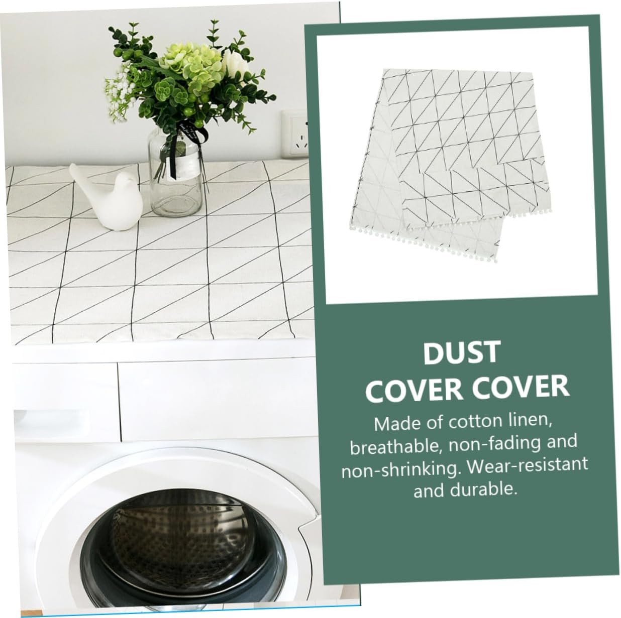 Dust Cover Towel Refrigerator Door Covers Fridge Mini Refrigerator White Door Cotton Linen Front Door Cover image 3