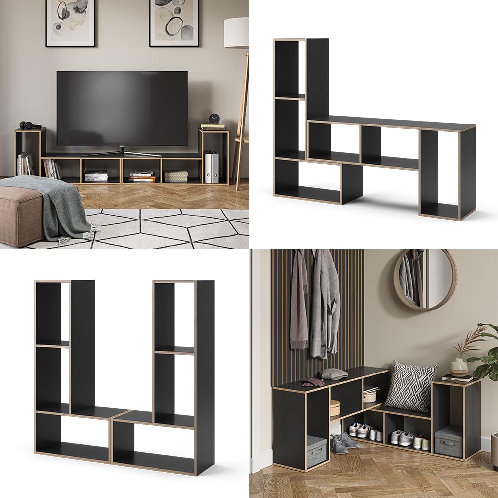 Vicco Regał na książki "Tetrix", Antracyt, 112.8 x 56.4 cm | Zestaw 2 sztuk, pour le rangement et la présentation de livres et de décorations