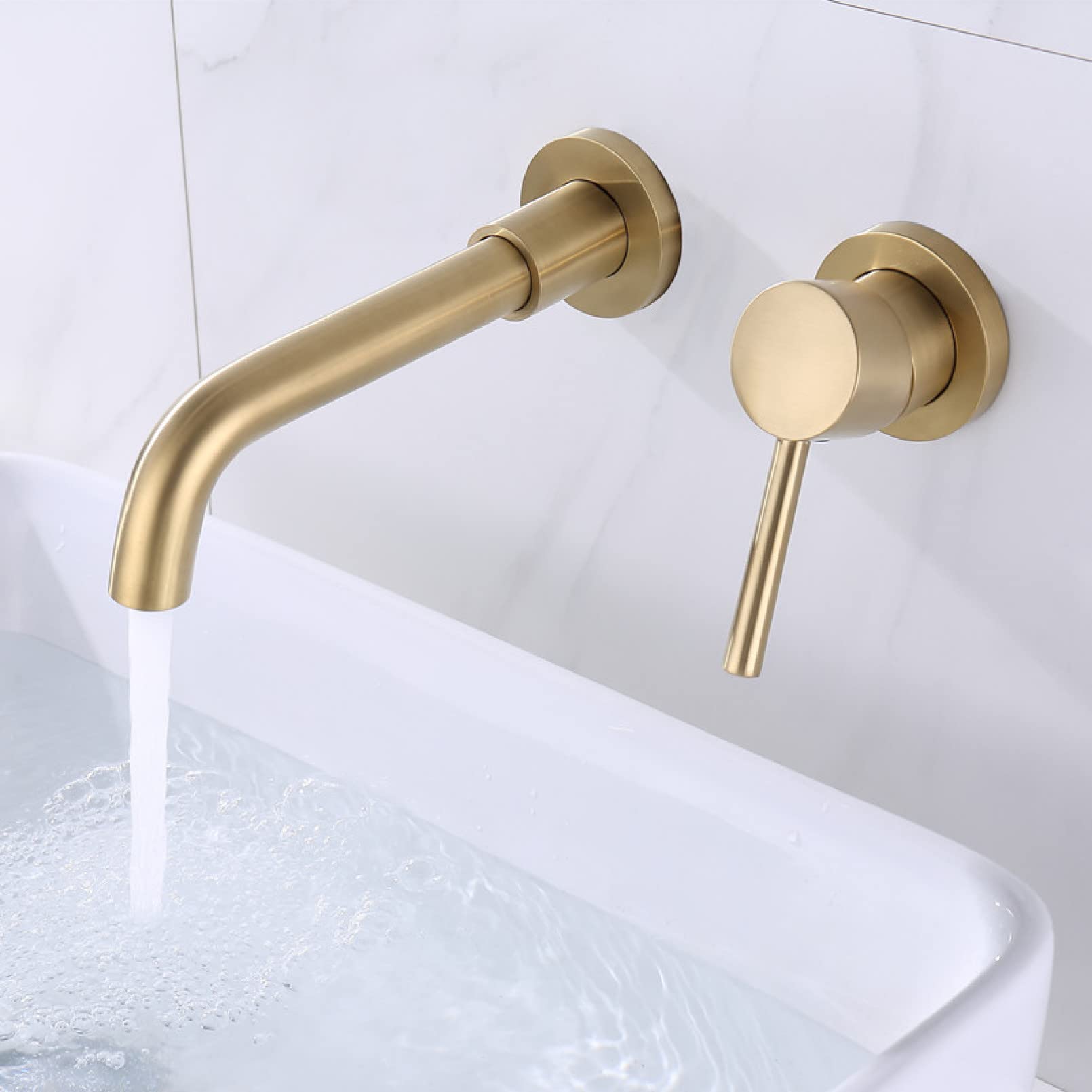 Grifo de lavabo de baño de montaje en pared negro mate grifo mezclador monomando