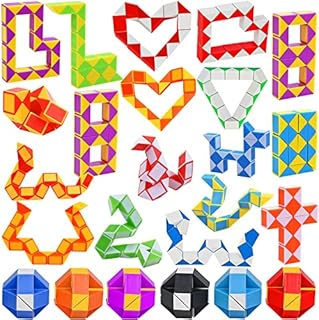 GOLDGE 24 Pack 24 Blocks Magic Snake Cube Speed Cubes Twist Puzzle Toys Party Favours Party Bag Fillers for Kids Random Color