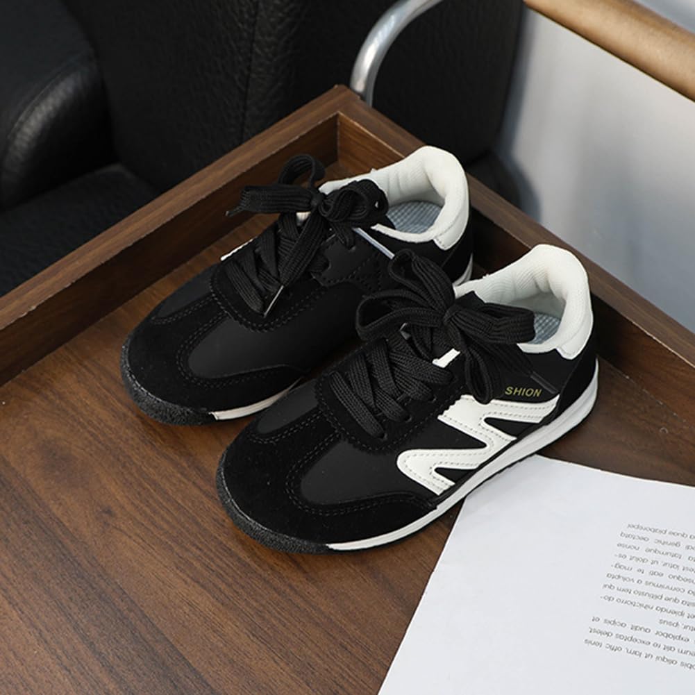 XinYiQu Boys Girls Lightweight Casual Tennis Sneakers Outdoor Sports Running Shoes 10 Toddler,Black