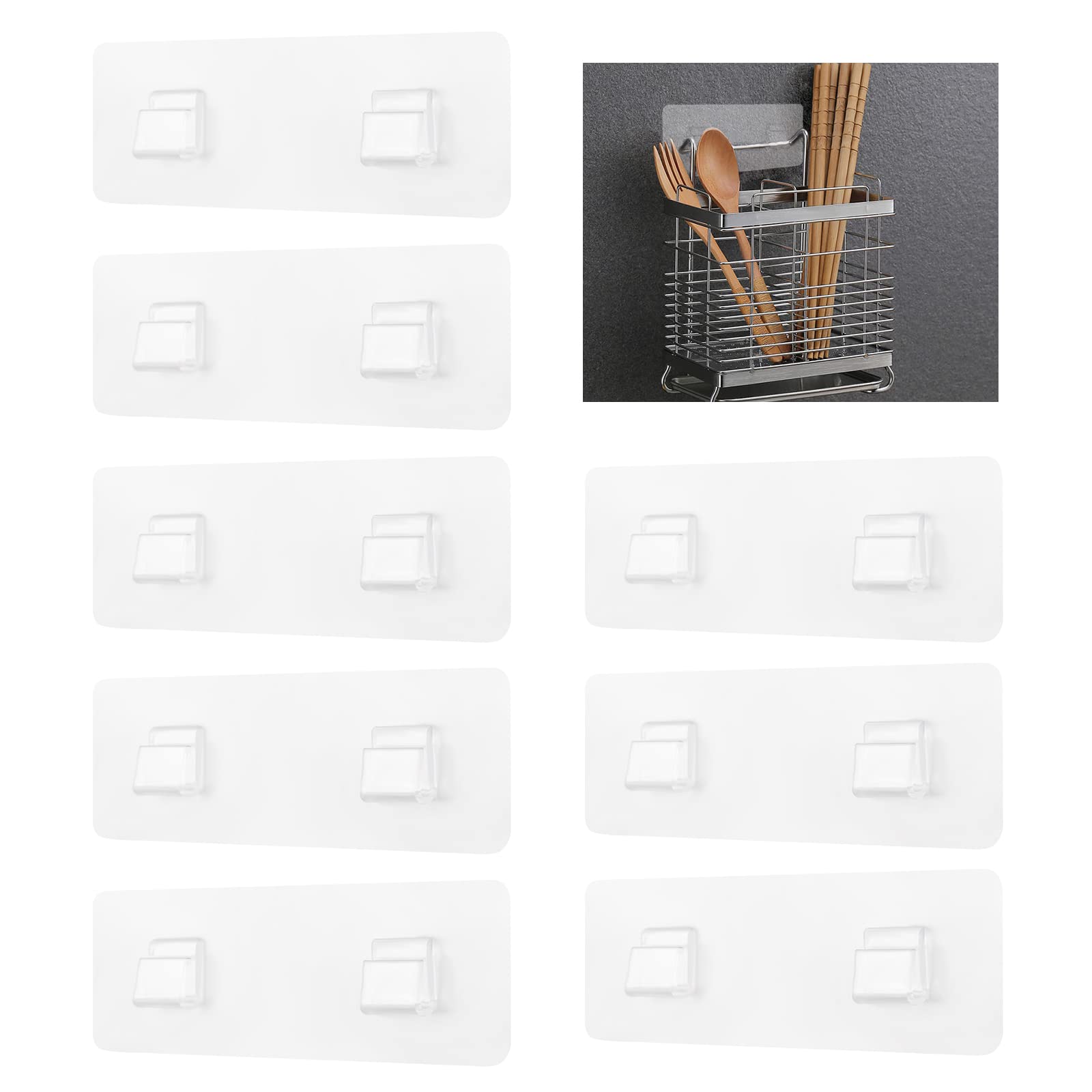 UFURMATE Adhesive Sticker Hooks 8Pcs Transparent Shower Caddy Adhesive Hooks Bathroom Corner Shelf Holders No Drilling Shower Caddy