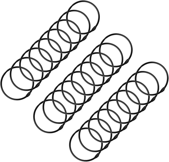 AIEX 24pcs 2inch Diameter Shower Curtain Rings, Metal Circular Shower Curtain Hooks Round Rings for Rod Bathroom Home Hotel (Black)