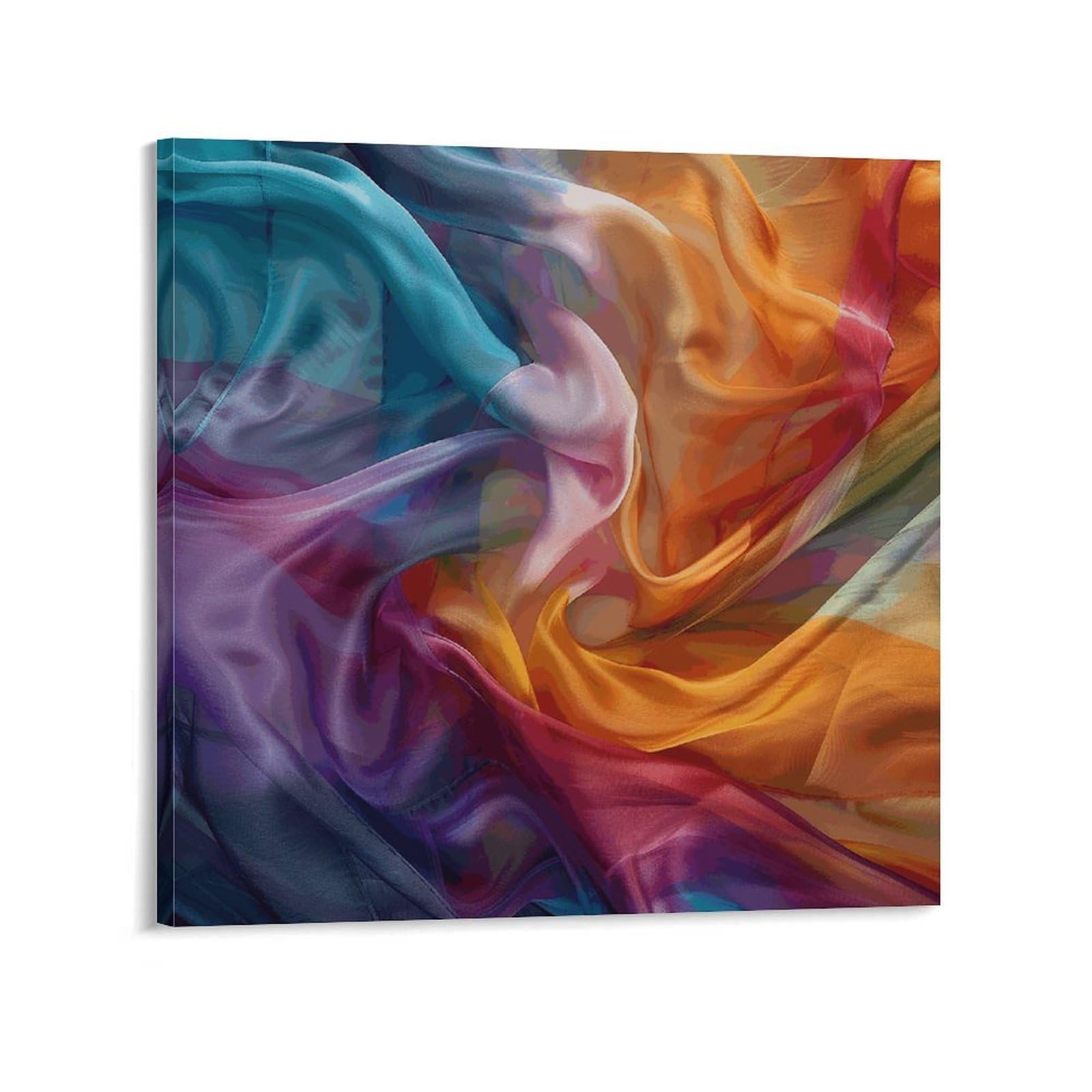 KLOPH Hand Painted Silk Canvas Wall Art for Living Room 12x12inch Modern Artwork Painting for Bathroom Hanging Canvas Prints Aesthetic Wallart for Bedroom Kitchen Office Wall Decor