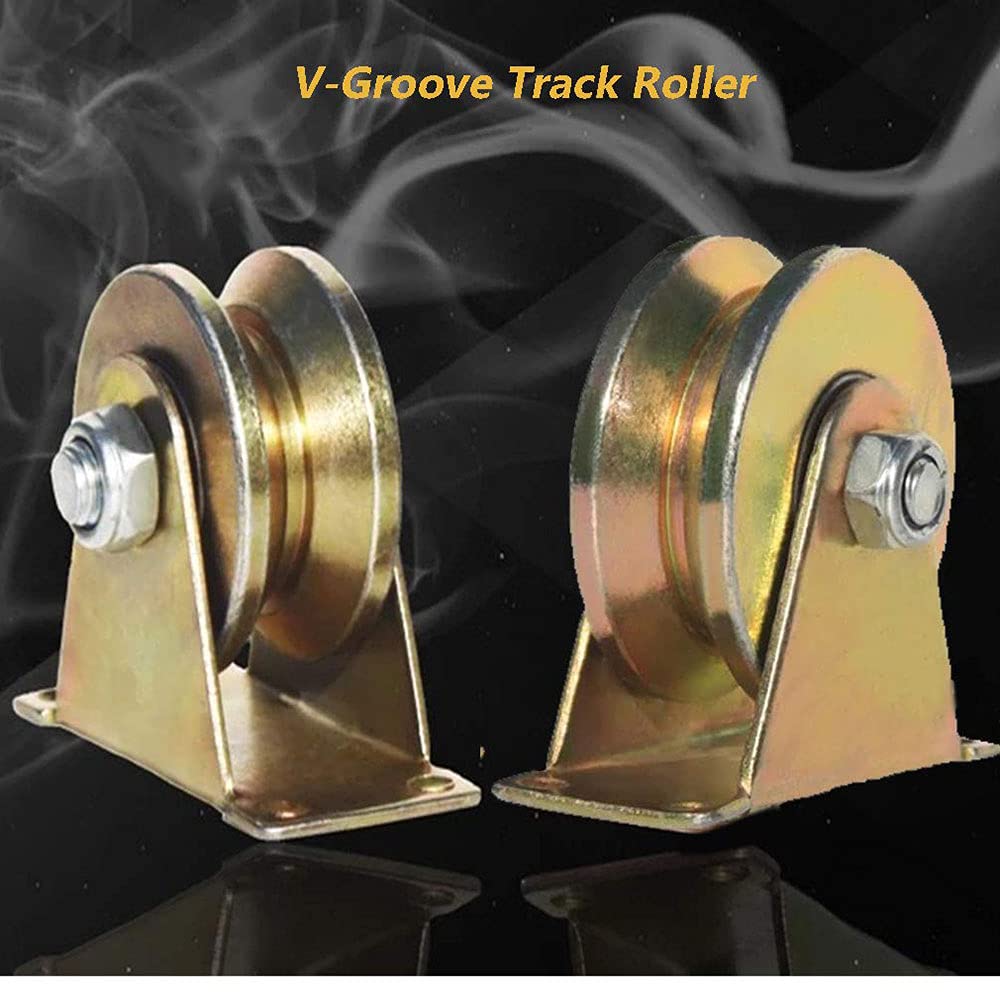 2-teiliges 2 Zoll V-Nut-Rad V Track Gate Wheel Stahlscheibenrad für Schiebetor, Rolltore, Schiebetore, Industriemaschinen, Drahtseilschienengeräte