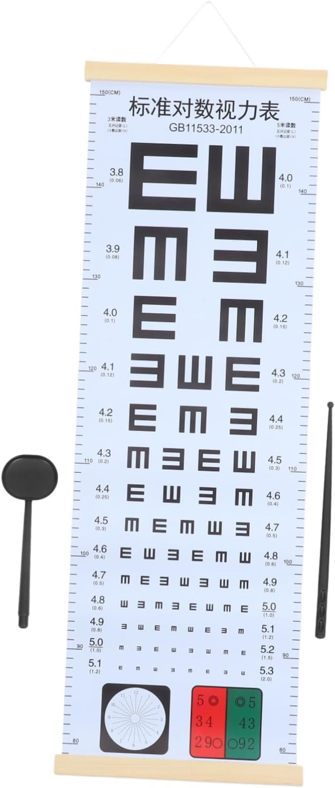 1set Portable Vision Test Chart Set for Home Use Comprehensive Eye Exam Tool for Adults Boy Girl Includes Eye Occluder Pointer and e Chart for Accurate Vision Testing