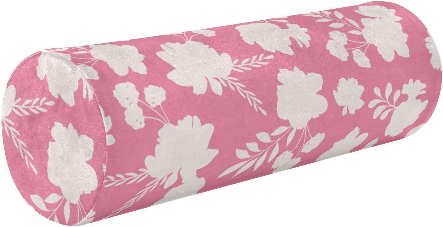 Amooorous Peach and White Floral Long Bolster Pillow Small