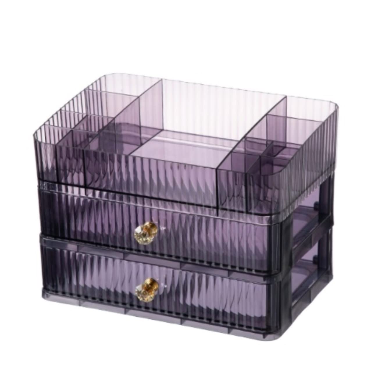 Organizador Tocador Caja De Almacenamiento Cosméticos Escritorio Organizador Maquillaje Portátil Exquisito Maquillaje(Purple,25.5 * 17 * 17.8cm)