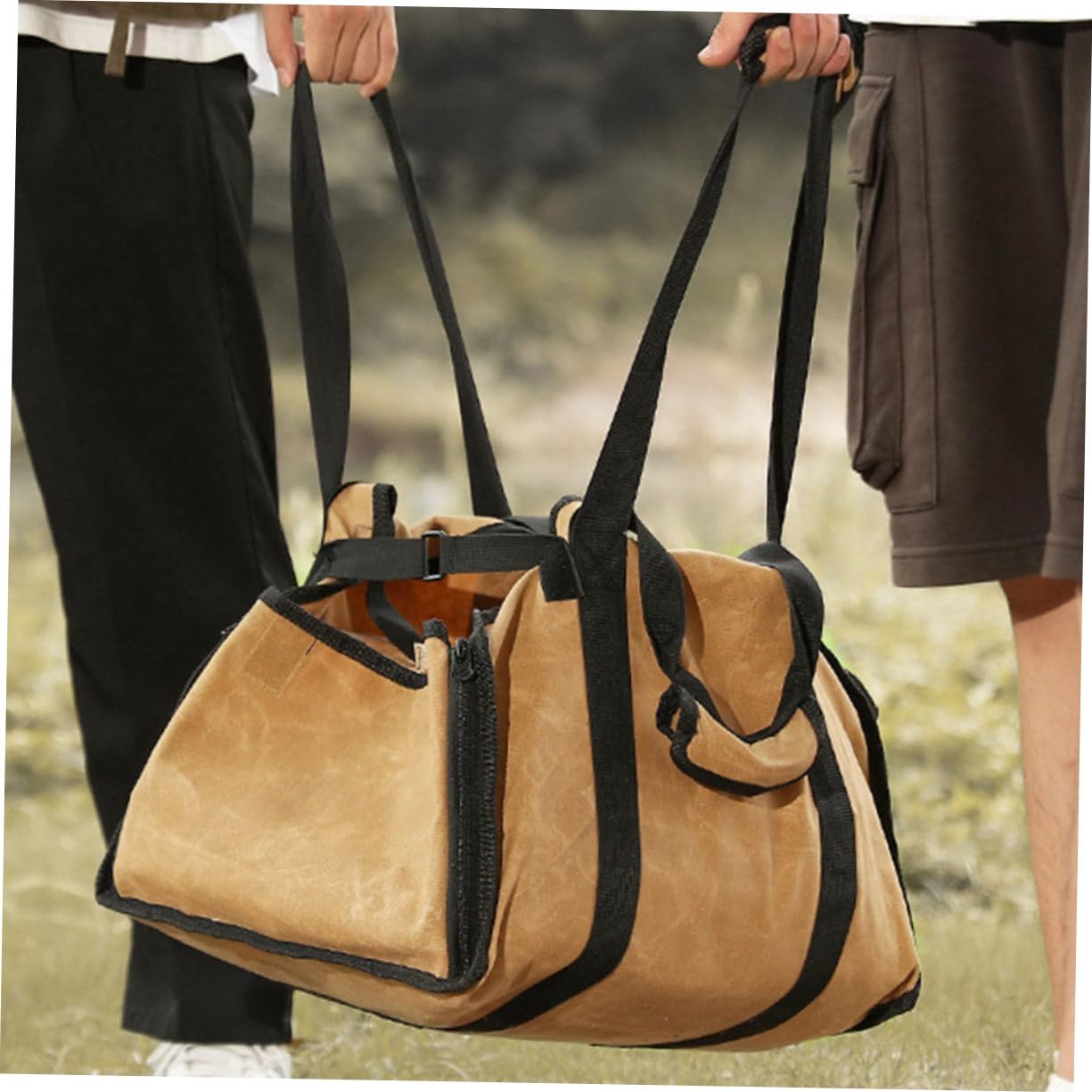 VORCOOL 1 Pc Sacco di Legna da Ardere Zaino per Legna da Ardere Griglia del Borsa per La Conservazione della Legna da Ardere Custodia Contenitori All'aperto Tela Staffa di Legno