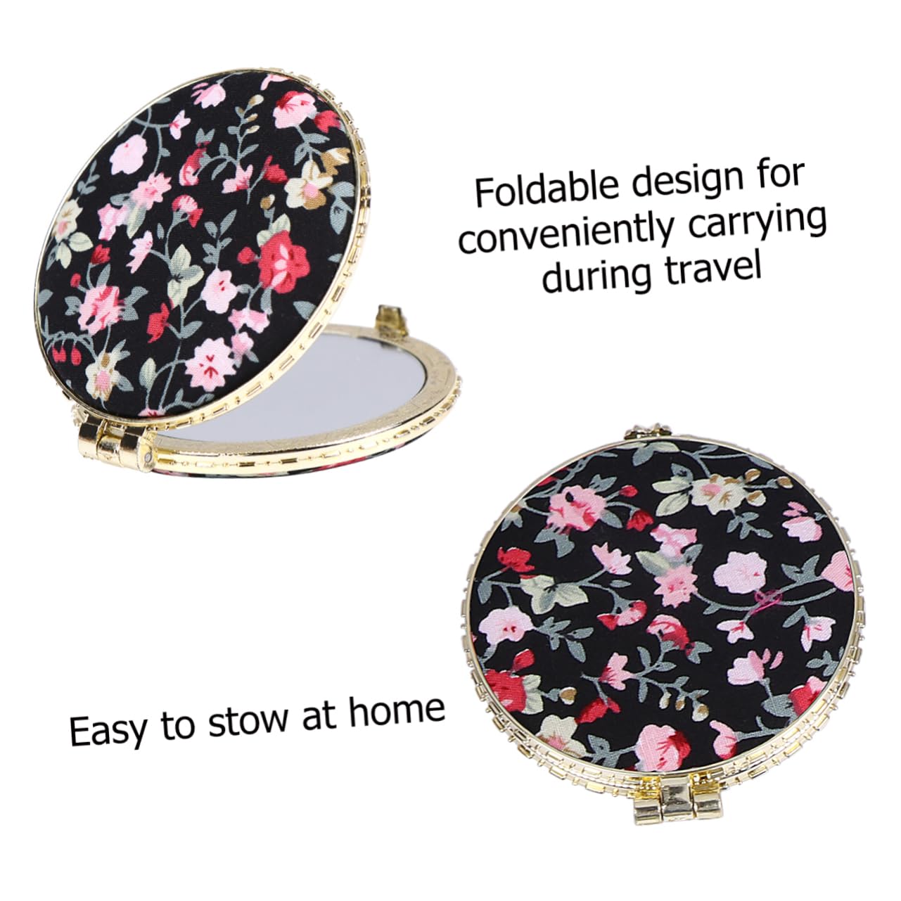 FOMIYES 12 Piezas Mini Espejo De Maquillaje Portátil Plegable De Doble Cara con Impresión De Tela Retro Espejo Compacto Personalizado Maquillaje Redondo Espejo De Mano Perder Ronda Resina