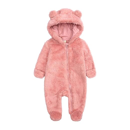 Newborn Baby Jumpsuit Hooded Fleece Rompers Long Sleeve Onesies Outwear Outfits