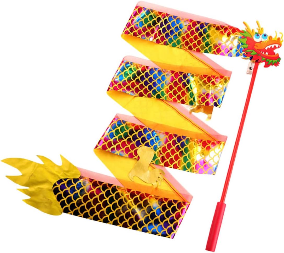 Happyyami 1pc Dragon Dance Ribbon Kids Wand Rhythmic Ribbon Dancing Streamers Gymnastics Ribbon Cloth Colorful Dancing Ribbon Gymnastics Streamers Colorful Dancing Ribbons Wedding Wreath