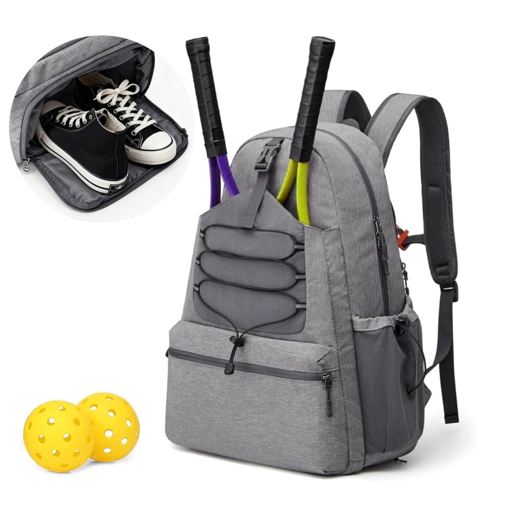 Bolsa de Tenis Impermeable con Zapatillero para 2 Raquetas Pickleball Padel Squash Bádminton