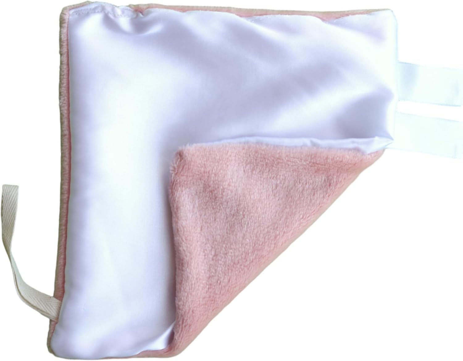 Handcrafted Mini Plush Banket Pacifier Holder (Dusty Pink & White, Dusty Pink)
