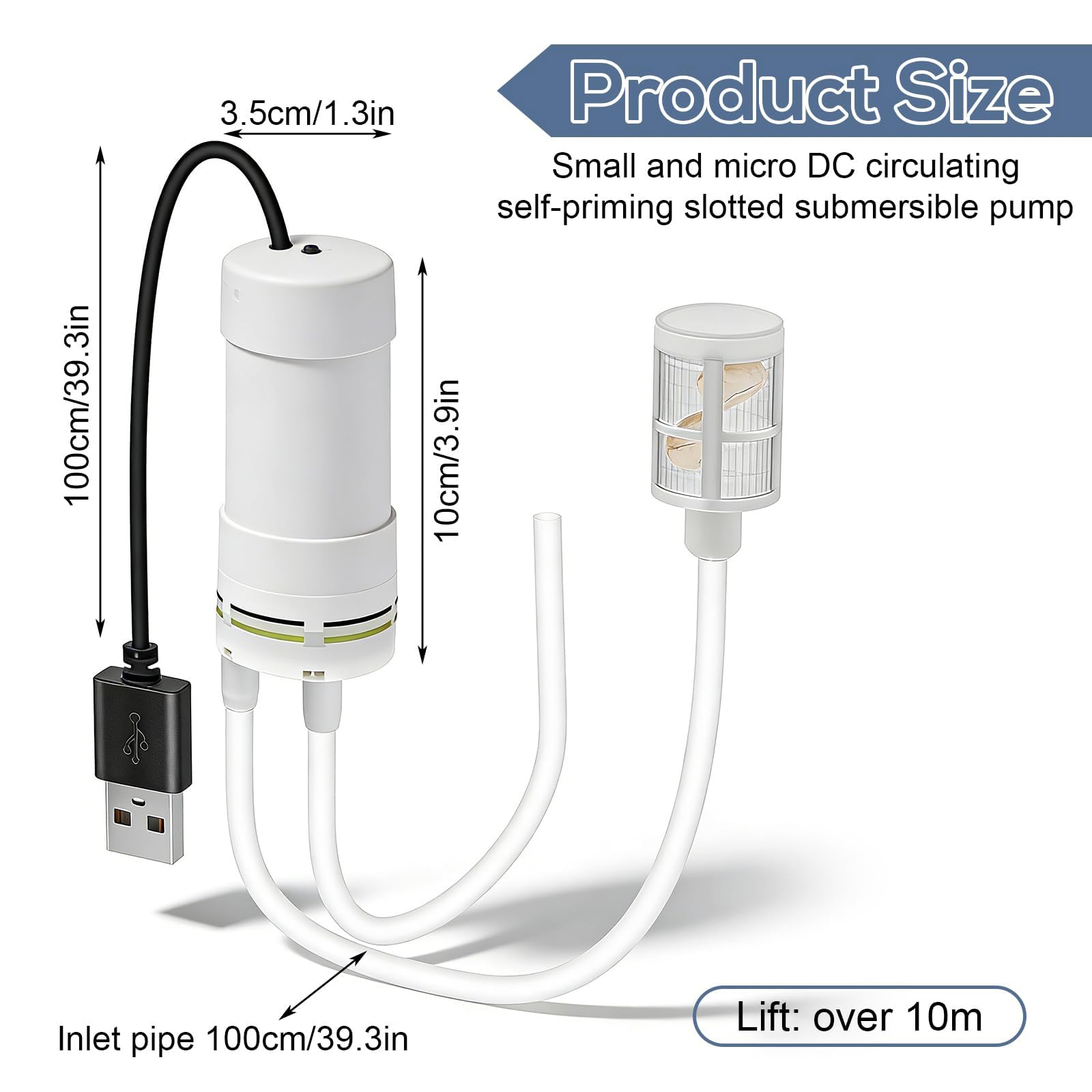 Mała mini pompa wodna, DC 5 V, samozasysająca pompa wodna USB, zasilana przez USB, elektryczna mini pompa wody z wężem PCW 10 m, do domu, do cięcia, szlifierki kątowej