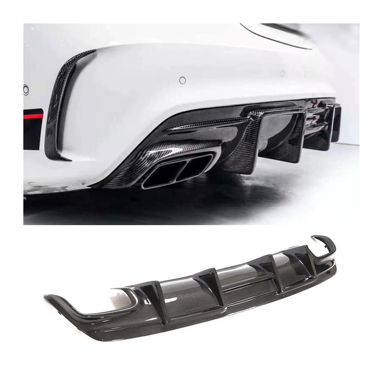 Samochód Z Włókna Węglowego Dyfuzor Tylnego Zderzaka Spoiler Deflektor Splitter Body Kit Dla Mercedesa Dla Benz CLA Klasa W117 CLA45 2016-2018