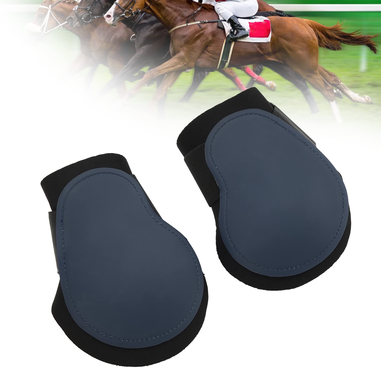 Horse Fetlock Boots Elastic Shock Proof Leg Guard Jumping Competition (Navy hind legs XL)