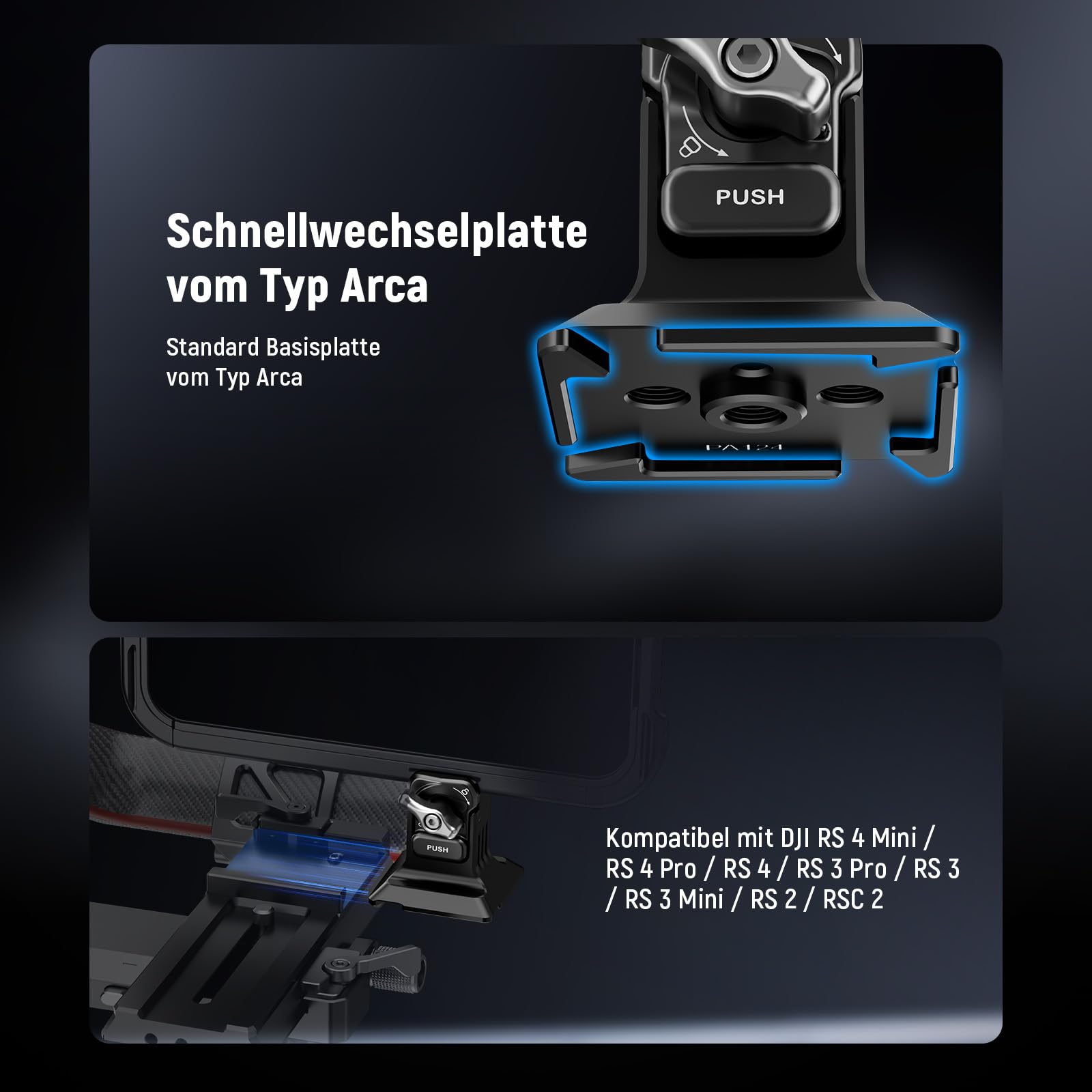 NEEWER Handy-Stativhalterung mit Arca-Basis, 6,35 mm Gewinde, Schnellspannklemme, kompatibel mit iPhone 16 Pro Max S25 Ultra Phone Cage DJI RS4 Mini R4 Pro RS3 Pro RS2 RSC2, PA124