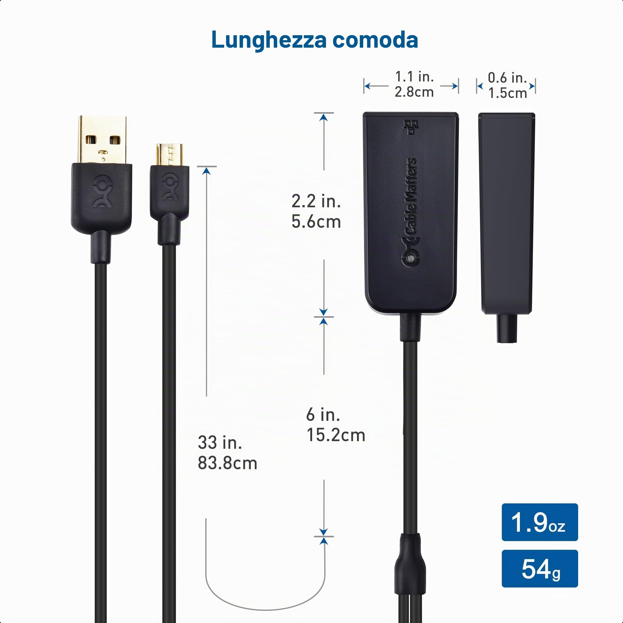 Cable Matters Adattatore Micro USB-A Ethernet Fino | Fire TV Stick LAN adattatore, Fire TV LAN, Einschließlich Chromecast, Google Home Mini e più