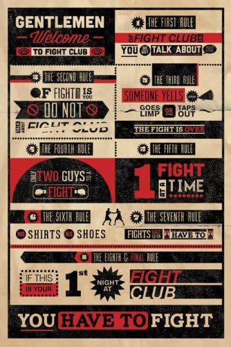 POSTER STOP ONLINE Fight Club - Movie Poster/Print (Infografic - Logos, Quotes & Icons) (Size 24" x 36") (Black Poster Hanger)
