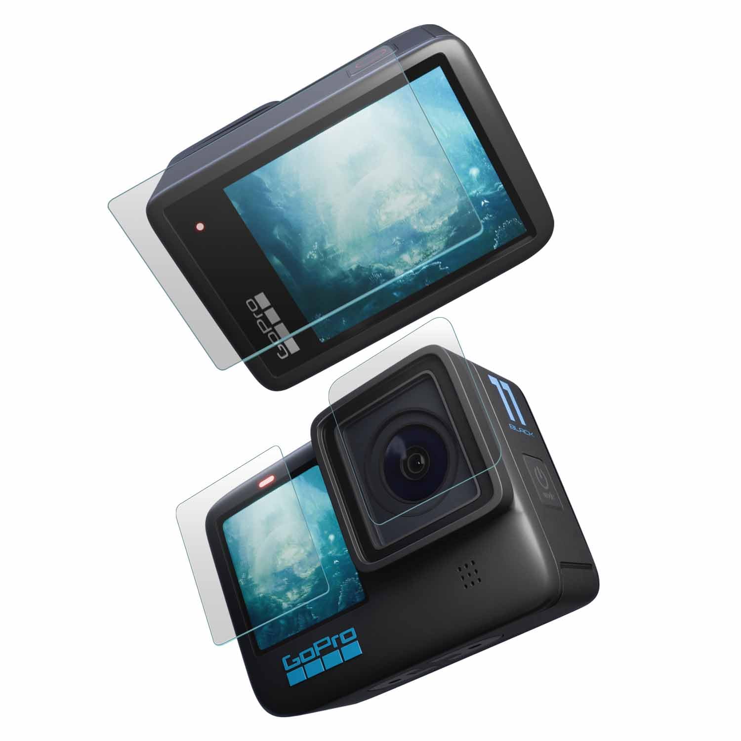 POPIO Tempered Glass Screen Protector Compatible for GoPro Hero 9/10 / 11/12 Action Camera (Transparent) Edge To Edge Full Screen Coverage, Complete Set Of 3 Glass